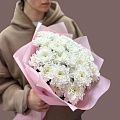 Букет из пяти белоснежных кустовых хризантем