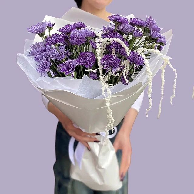 Букет из японской синей хризантемы "Василек"