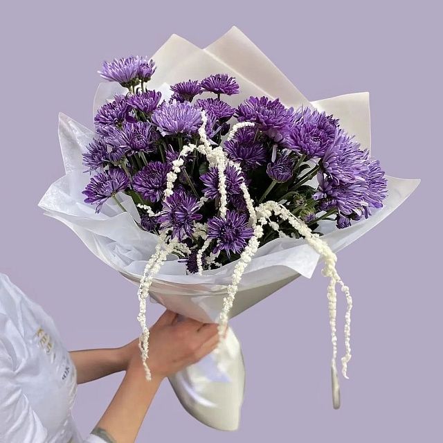 Букет из японской синей хризантемы "Василек"