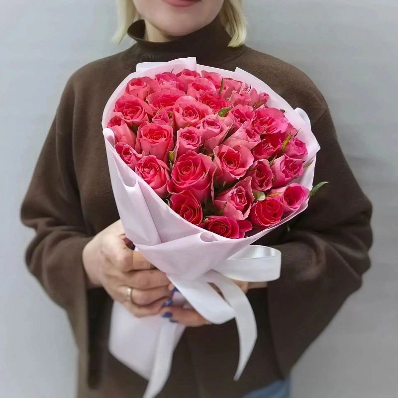 Неоновый букет из роз Кения 35 шт 